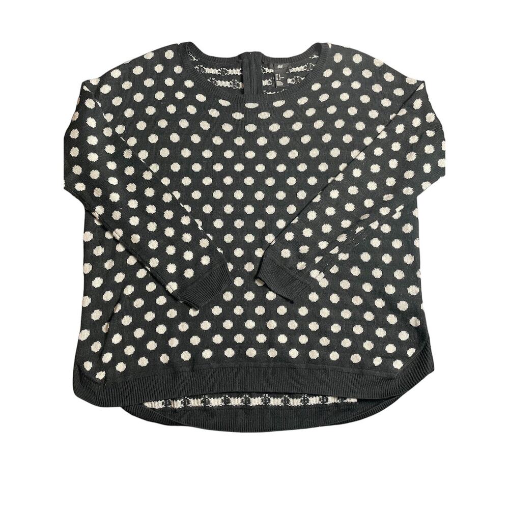 Black & White Polka Dot Wool-Blend Sweater - Size Medium